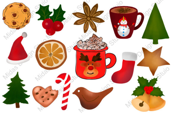 15 Christmas Element Watercolor Illustrations Review