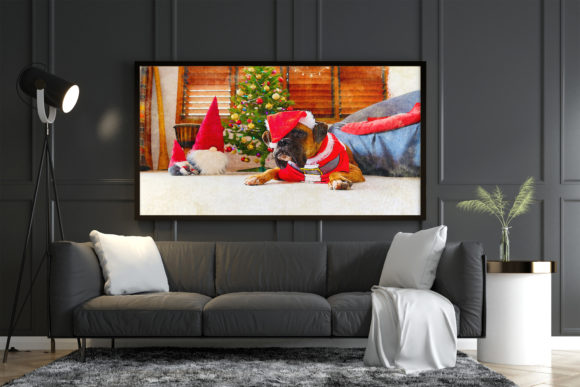 Bulldog Christmas Watercolor Artwork Illustrations