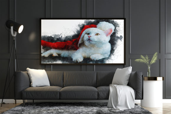 Cat Christmas Watercolor Artwork for Illustrations