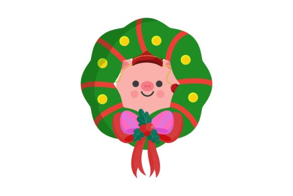 Christmas Animal in Green Wreath Illustration Review