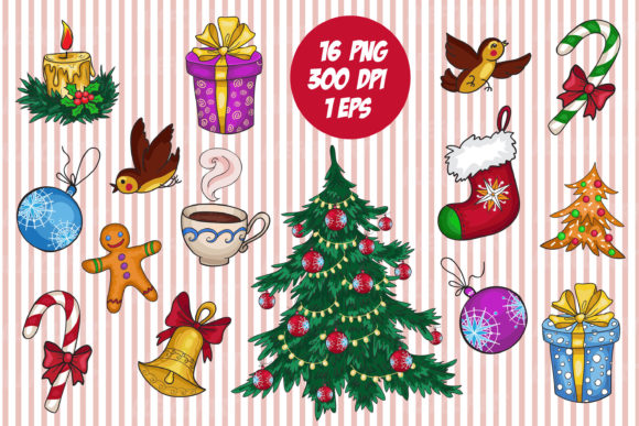 Christmas Design Vintage Elements Illustrations