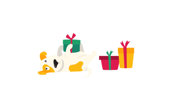 Christmas Dog Illustration Xmas for Blog and Website Design