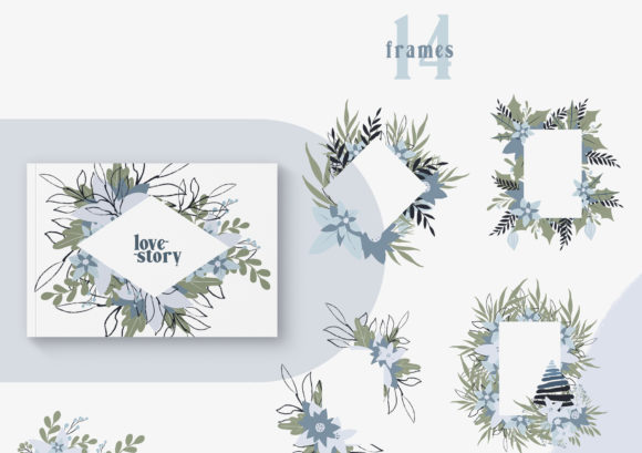 Christmas Floral Frames Clipart- 14 Png for Illustrations