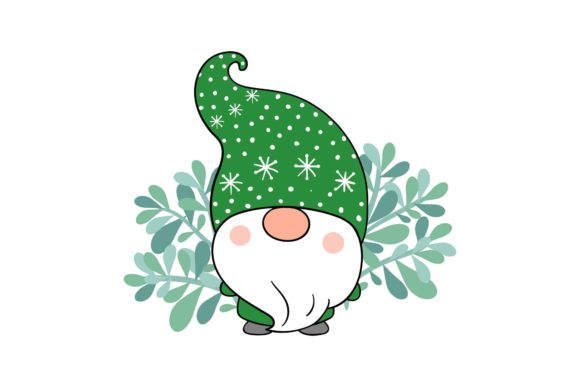 Christmas Gnome with Leaf Decoration Illustrations