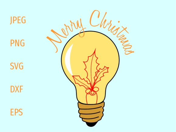 Christmas Holly in a Light Bulb Lights Illustrations