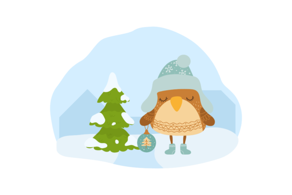 Christmas in Winter with Animals Illustrations