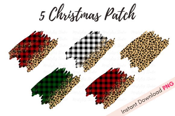 Christmas Leopard Patches Illustrations for Holiday Content