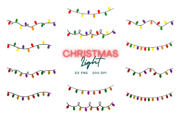 Christmas Lights String Glitter Light Illustrations