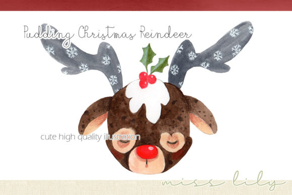 Christmas Pudding Reindeer Illustration for Local Branding