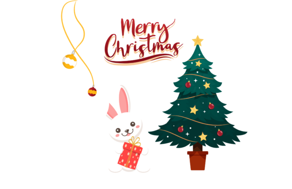 Christmas Rabbit Winter Illustration for Branding and Packaging