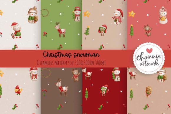 Christmas Snowman Seamless Pattern for Branding and Packaging