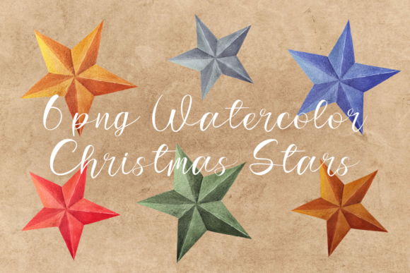 Christmas Watercolor Star PNG Clipart for Illustrations