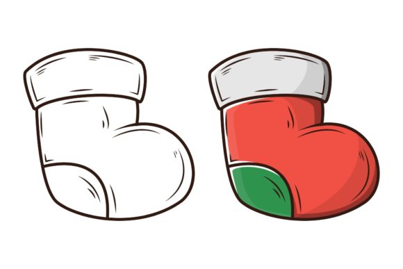Coloring Christmas Socks Illustrations for Branding