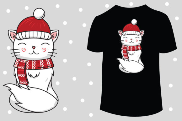 Cute Christmas Cat Illustration for Branding