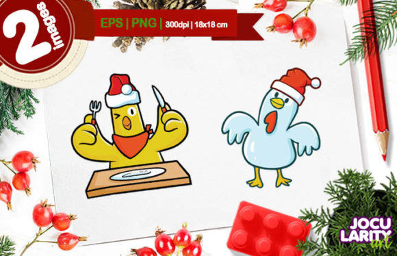 Cute Christmas Chicken Cartoon Vector Review