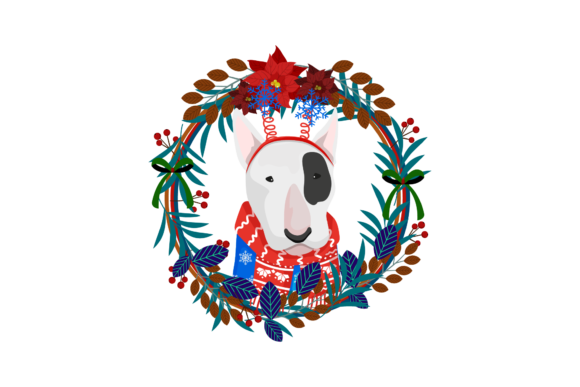 Dog Head with Christmas Wreath Illustration Review