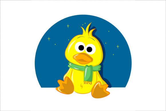 Duck Wearing a Scarf on Christmas Illustration