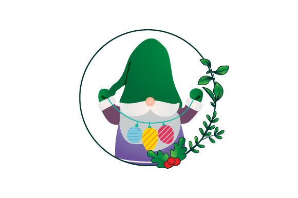 Gnome Character in Christmas Floral 04 Illustrations