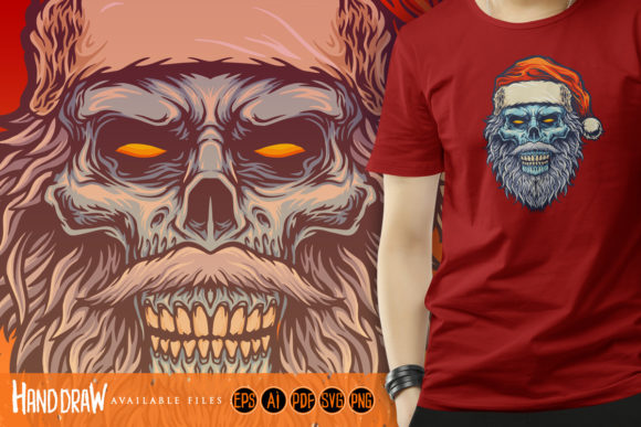 Head Angry Skull Santa Claus Christmas I Illustrations
