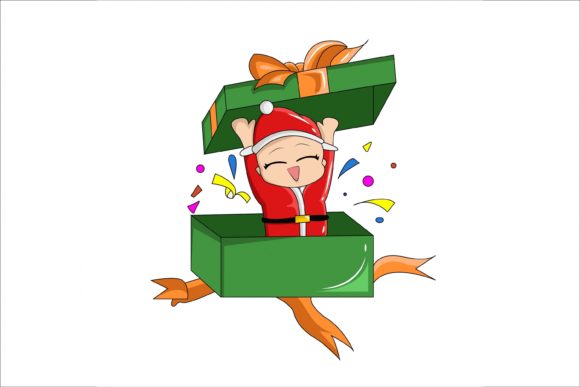 Little Santa Christmas in the Gift Box Illustrations