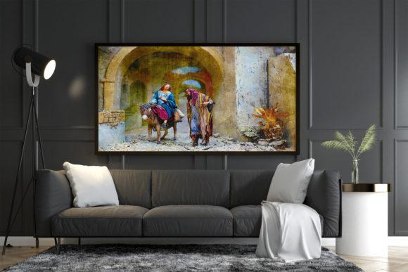 Mary and Joseph Christmas Watercolor Illustration