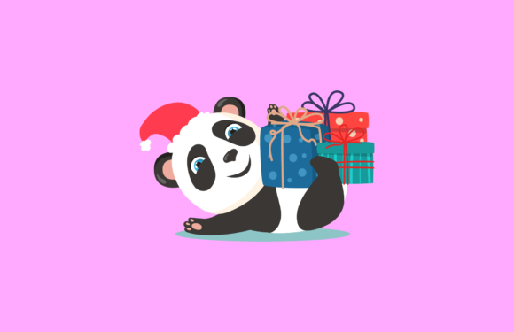 Panda Christmas Gift Illustration for Website and Editorial Use