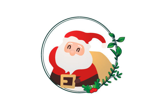 Santa Claus in Christmas Floral Frame 03 Illustrations