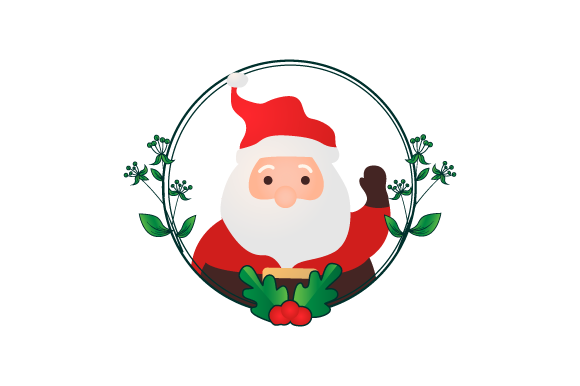 Santa Claus in Christmas Floral Frame 04 Illustrations