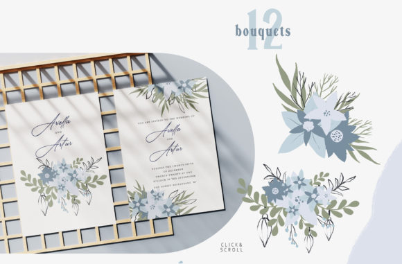 Scandinavian Christmas Flower Bouquets Illustrations