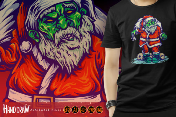 Zombie Santa Claus SVG Illustration for Crafting